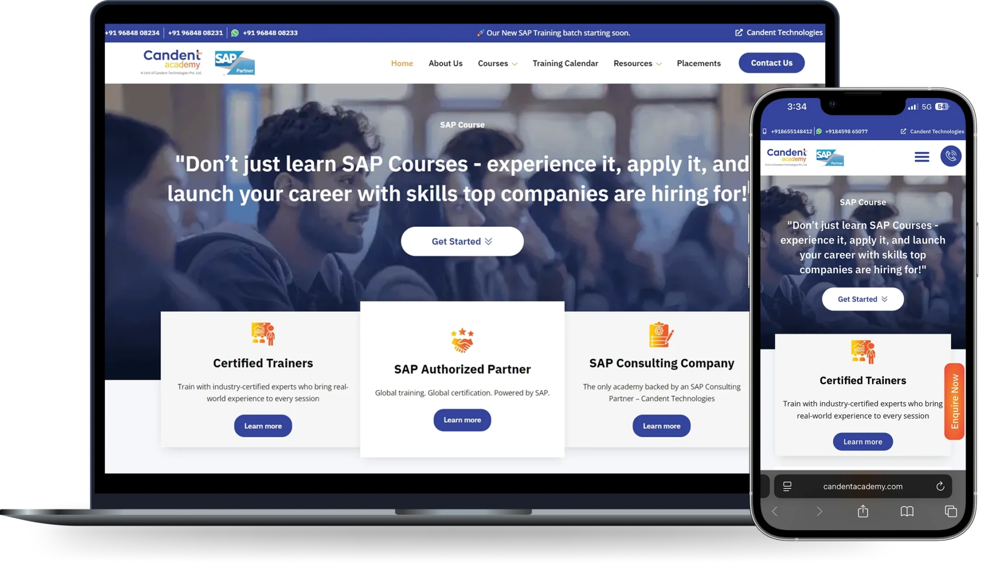 Website Development for SAP Institute in Pune Candent Academy