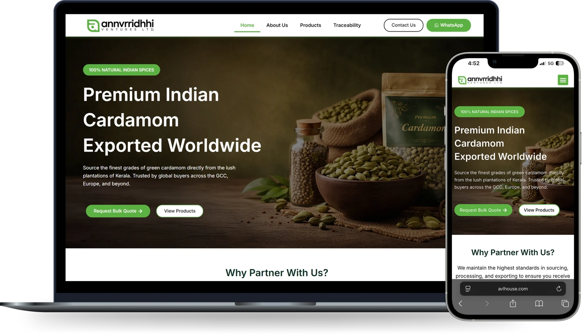 Cardamom Export Website Development