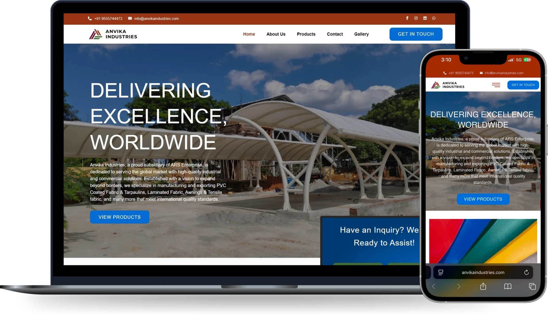 Website Development for Industrial Fabrics Manufacturing in Pune Anvika Industries