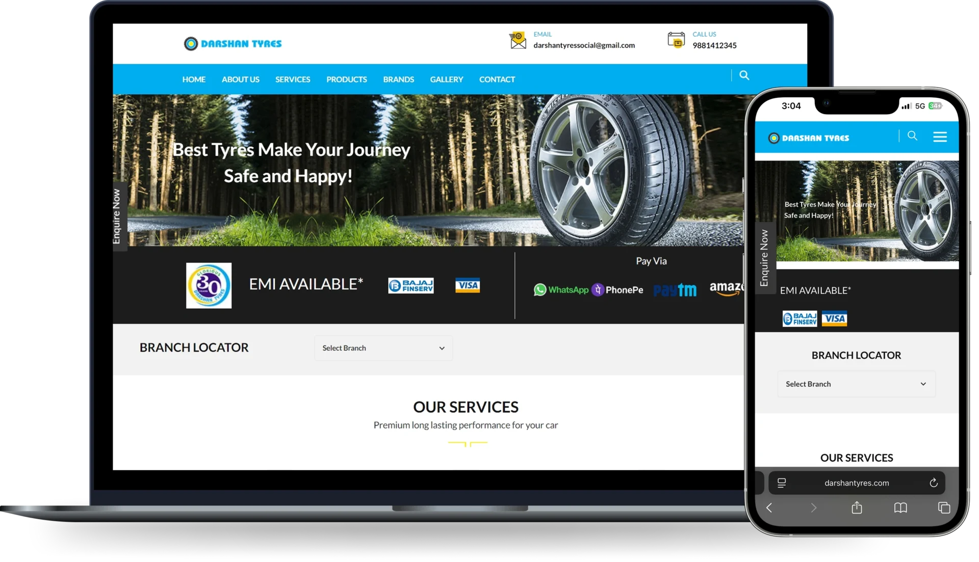 Website Development for Automotive Services in Pune Darshan Tyres