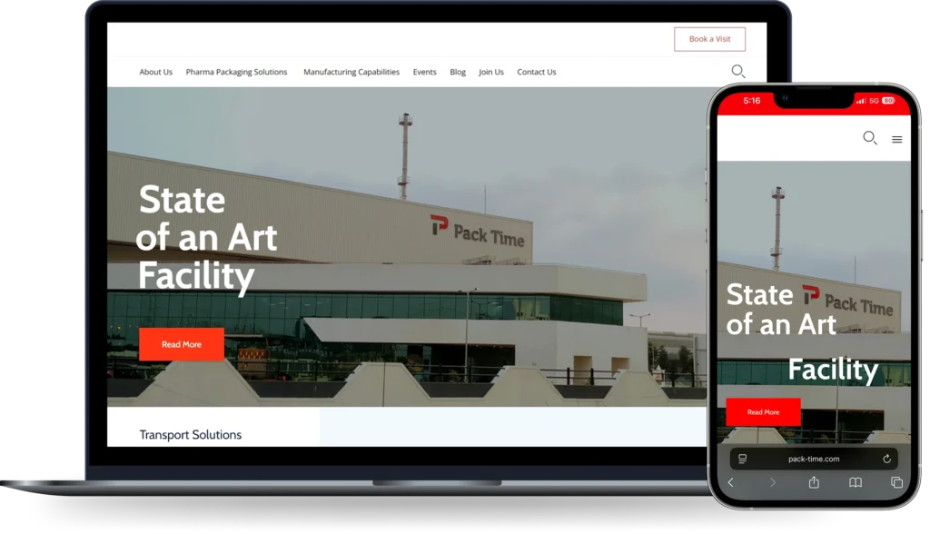 Pharmaceutical Packaging Website Development for Pack Time Innovations