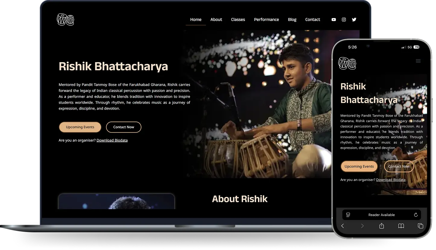 Website Development for Tabla Artist in pune