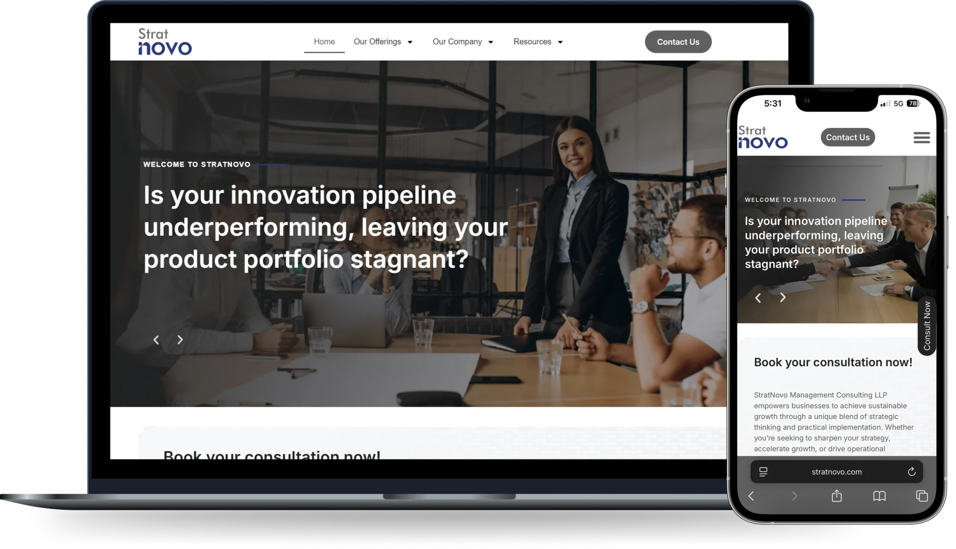 Website Development for Management Consulting & Business Strategy in Pune StratNovo