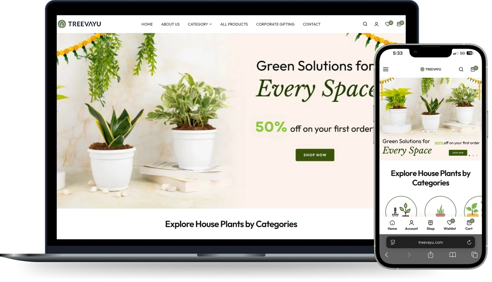 Website Development for Plant E-Commerce – Treevayu